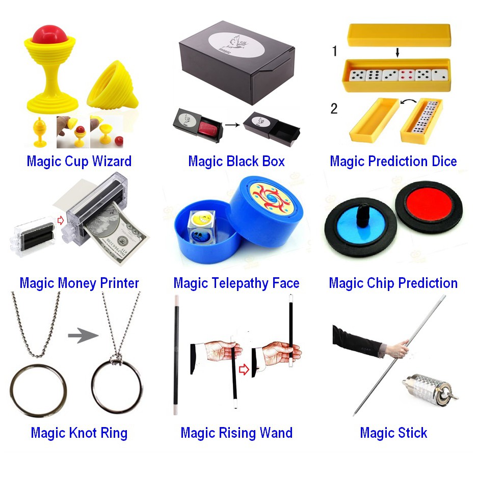 [Ready Stock in KL] Magic Cup Wizard, Black Box, Prediction Dice, Money Printer, Telepathy Face, Chip, Knot Ring & Stick