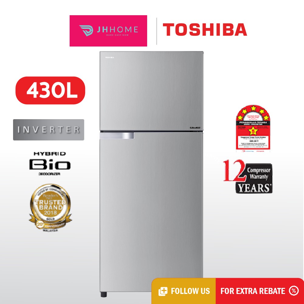 TOSHIBA Hybrid Bio Inverter 2 Doors Refrigerator (430L) GR-A43MBZ (RS ...