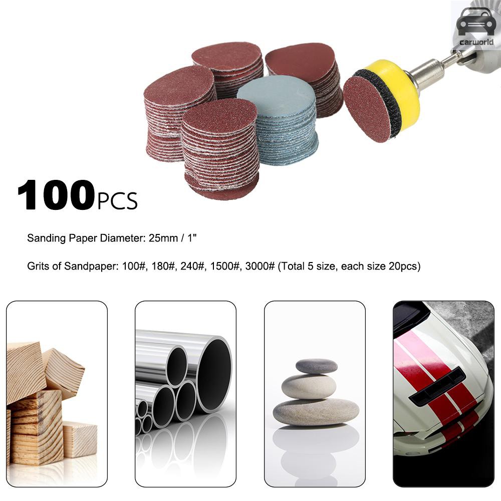100Pcs Mix Grit Sanding Polishing Paper Pads Abrasive Sandpaper Set And One Diameter 1//8Shank Diameter Grinding Disc