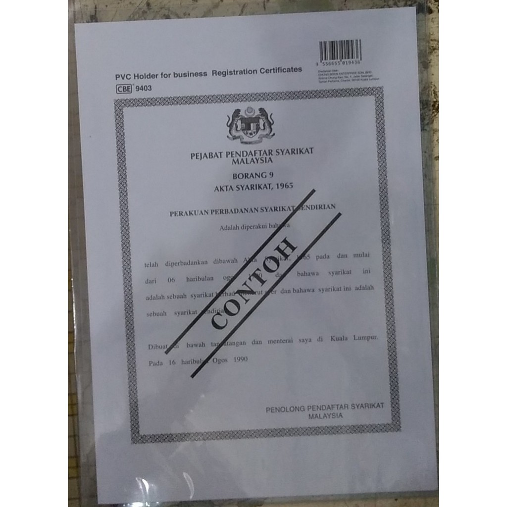 Pvc Holder For Business Registration Certificates Shopee Malaysia