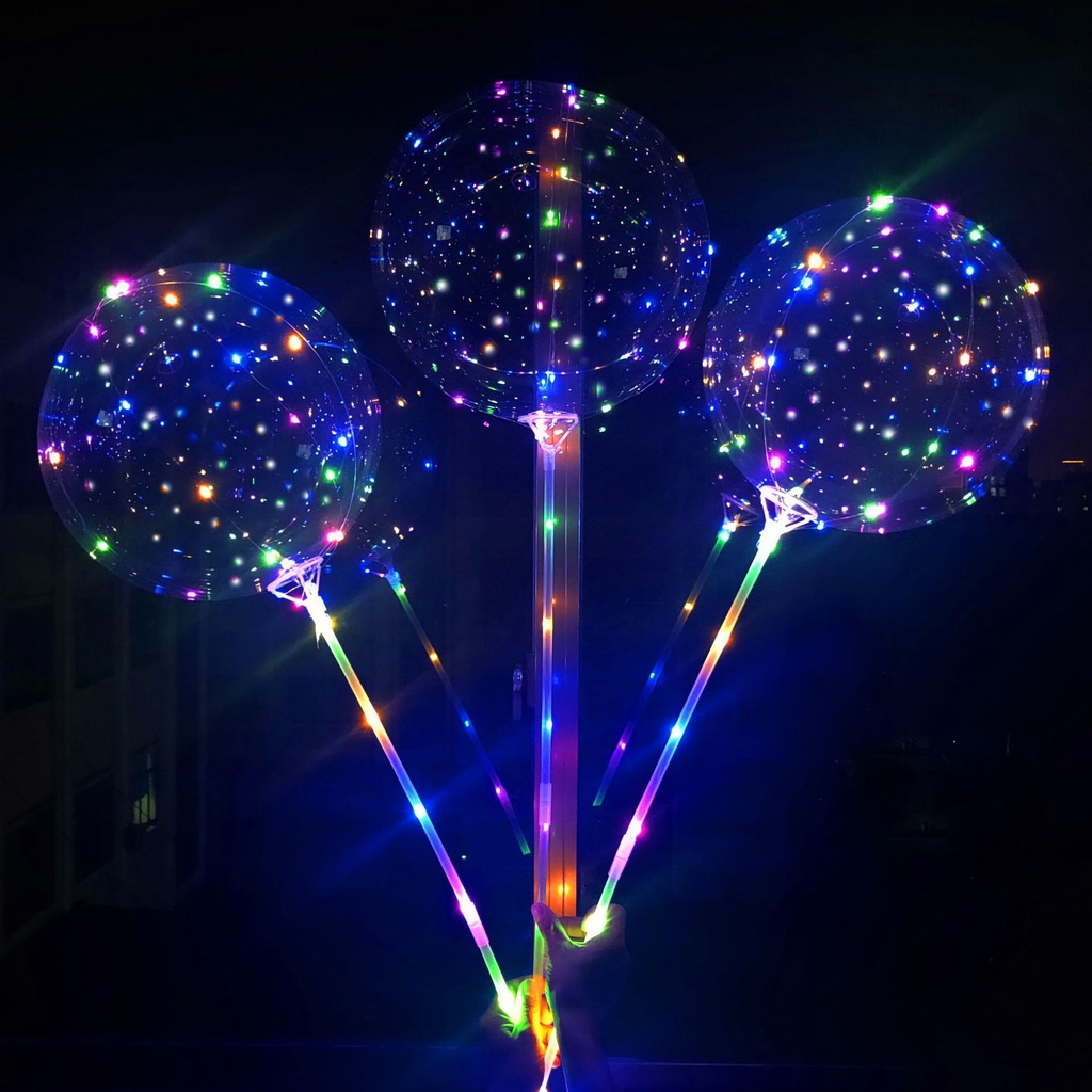 A Set Of Bobo Balloons With Fairy Light and Sticks 18'' 20'' 24'' 36 ...