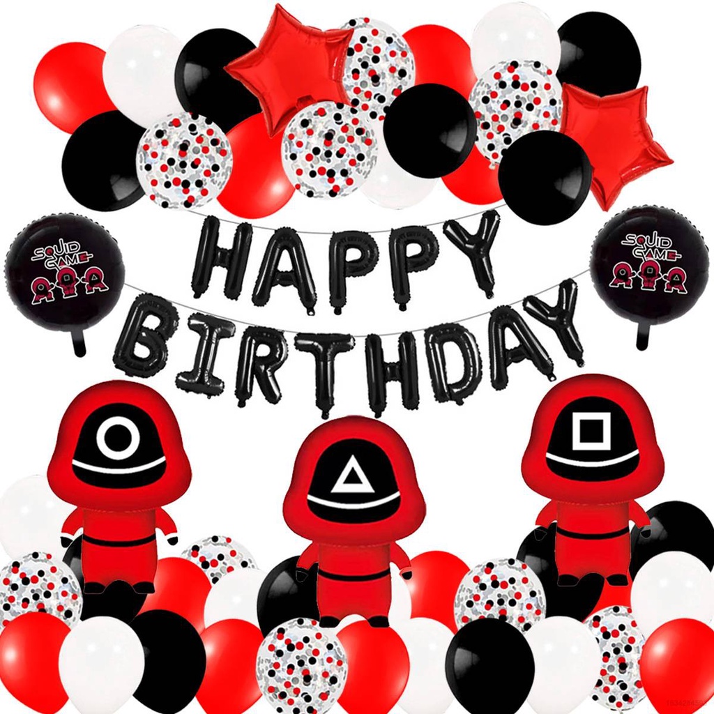 63pcs Squid Game Foil Balloons Theme Happy Birthday Party Needs Decor Set  Kids Baby Shower Birthday Party Supplies Kids Gifts | Shopee Malaysia
