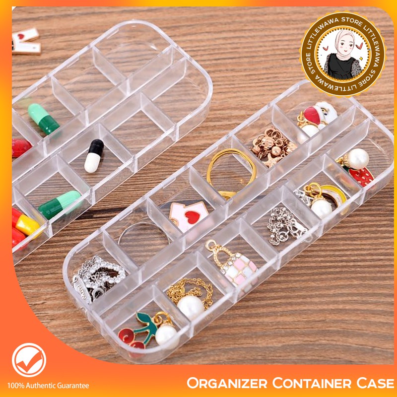 LittleWAWA 12 Grid Pill Medicine/Jewelry Box Travel Medicine Storage