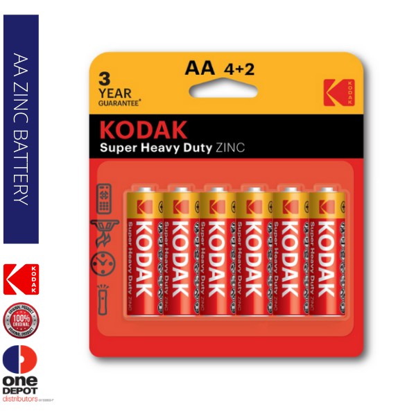 KODAK Super Heavy Duty Zinc 6 x AA Batteries Shopee Malaysia