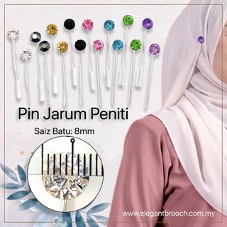 Elegant Brooch 2pcs Jarum Peniti Batu Korea 8mm Pin Shawl Hijab Kerongsang Pin Tudung Muslimah Brooch Pin-KZ2906