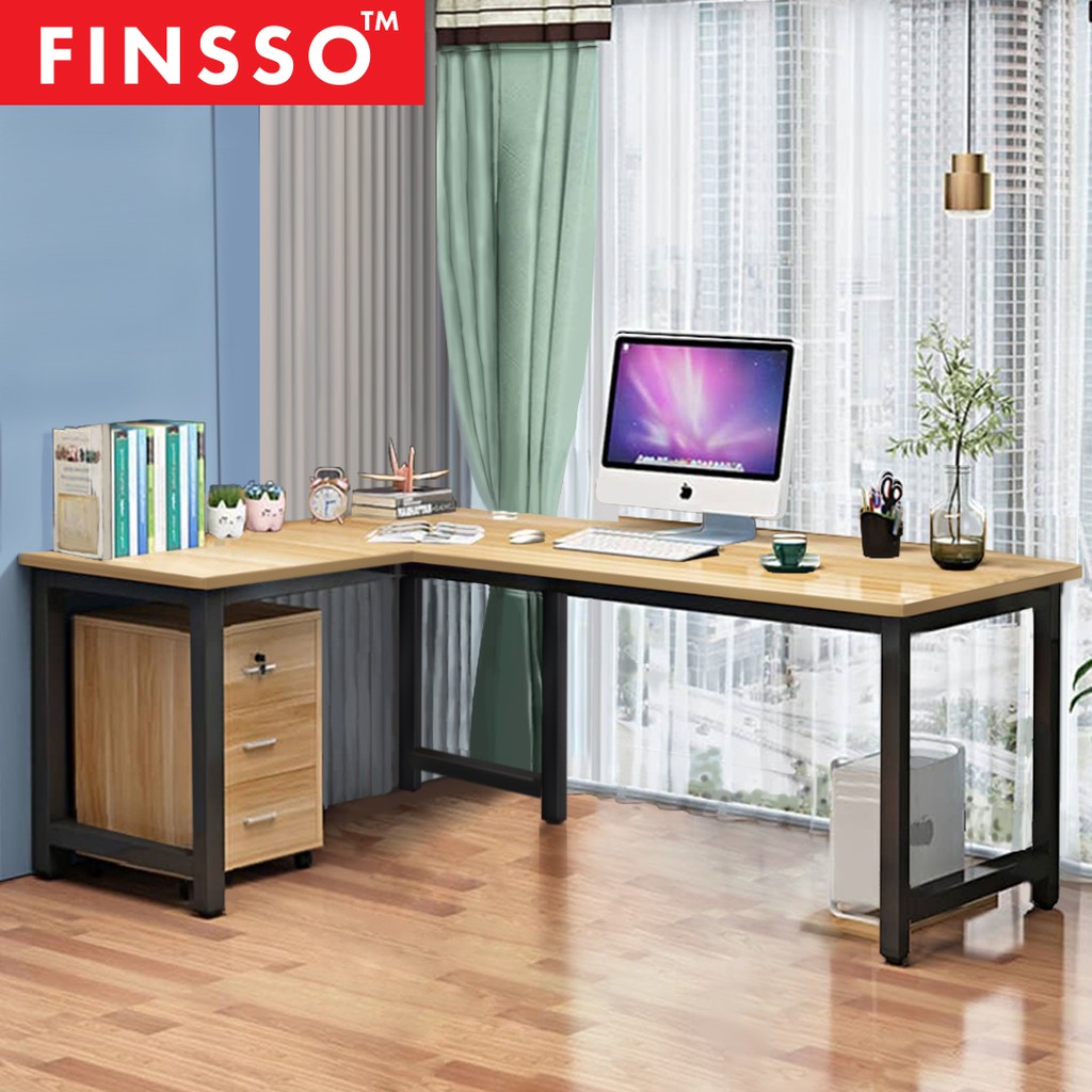 [READY STOCK] FINSSO: ANABILE L-Shape Study Table/ Table Rack/ Mobile Pedestal