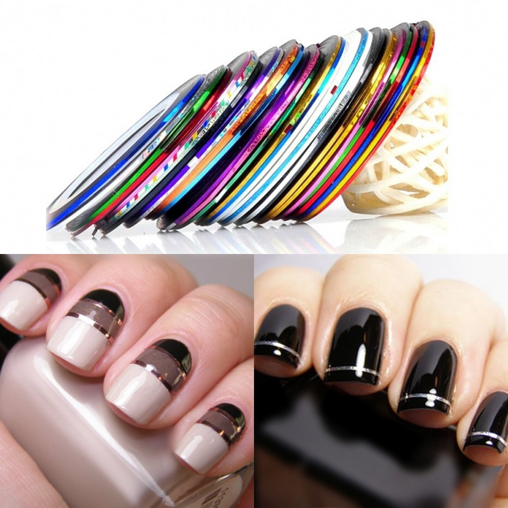1pc Nail Art Colour Striping Tape Gold Silver Black White Blue Red UV Gel  Nail Polish Beginner Friendly Phone Card Craft | Shopee Malaysia