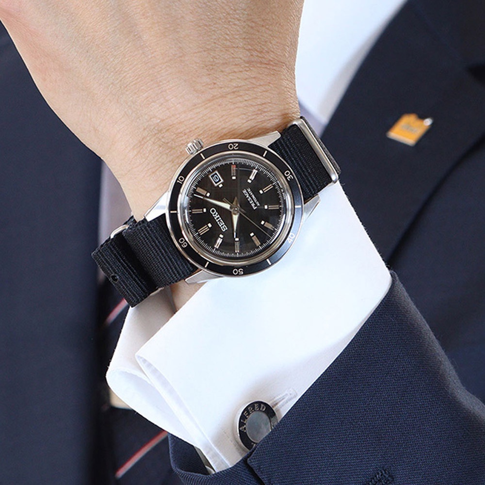 Seiko SRPG09J1 Men's Automatic Presage Style 60s Black Nylon Strap Watch |  Shopee Malaysia