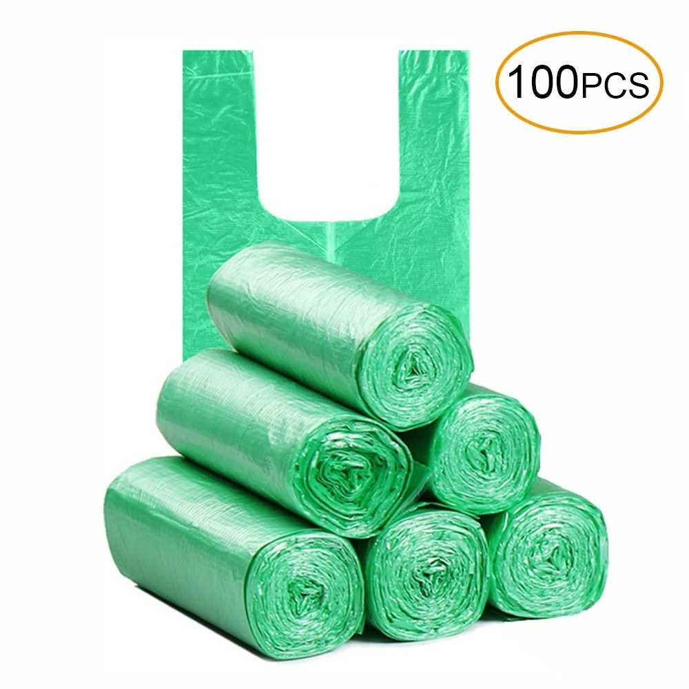 Disposable Thickened Garbage Bag with Handle Tie 100 Pcs Portable