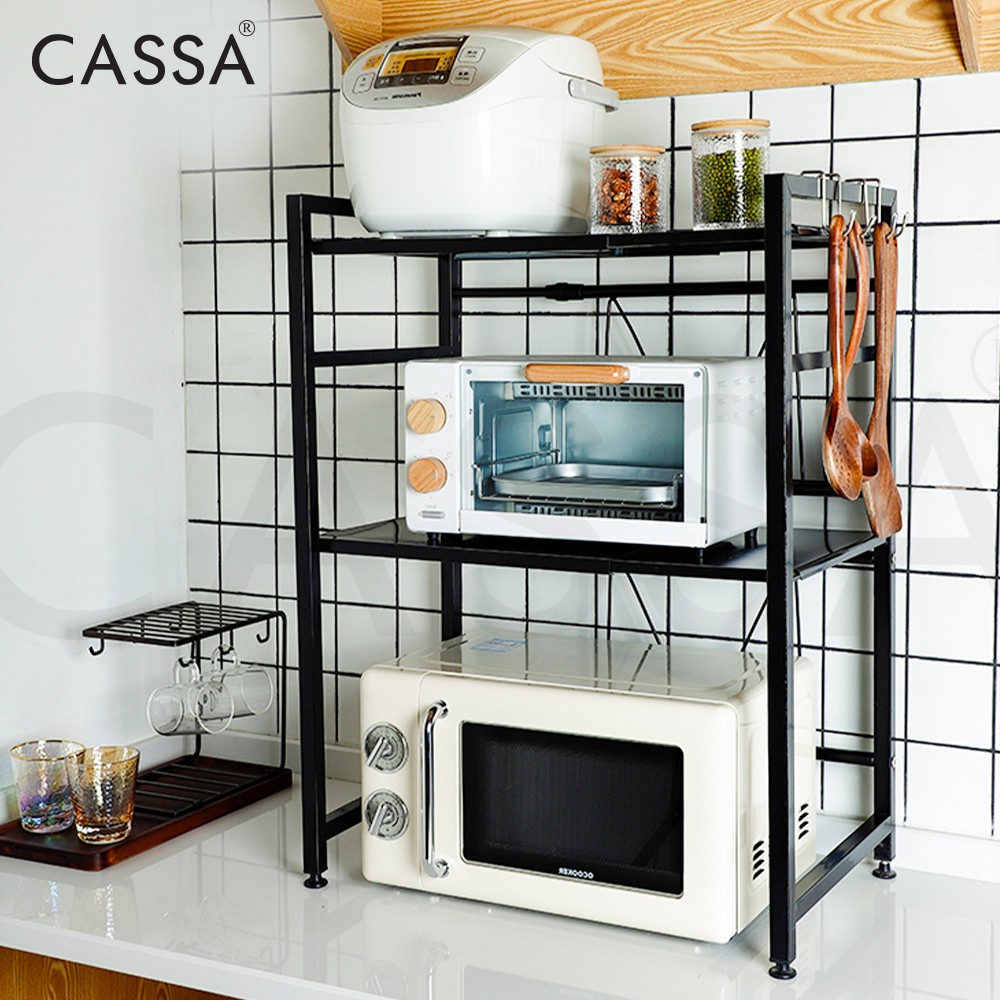 Cassa ZETA LOTA 2Tiers / 3Tiers Extendable Steel Rack Microwave Oven Rice Cooker Rack Kitchen shelf Organizer Storage