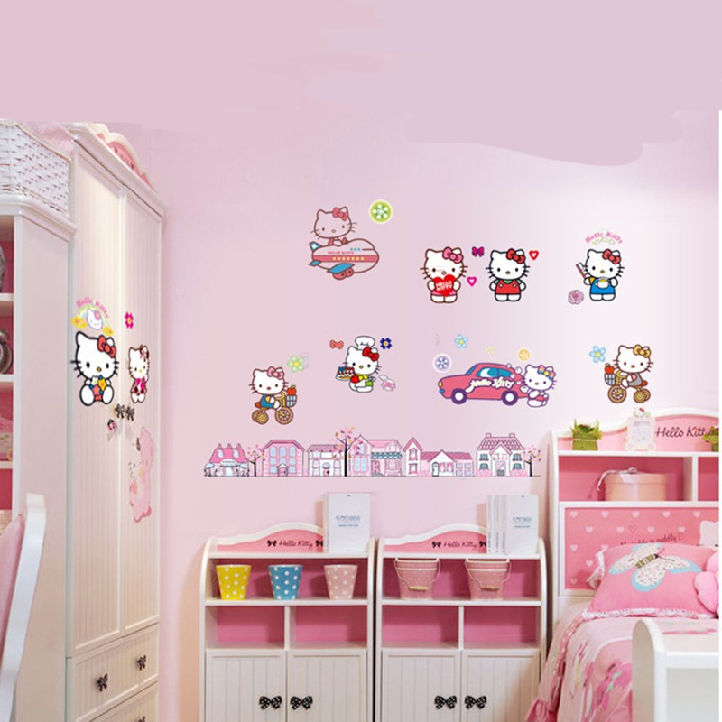 Hello Kitty Backdrop Wallpaper Pvc Wall Stickers For Rooms Decorations Wall Art