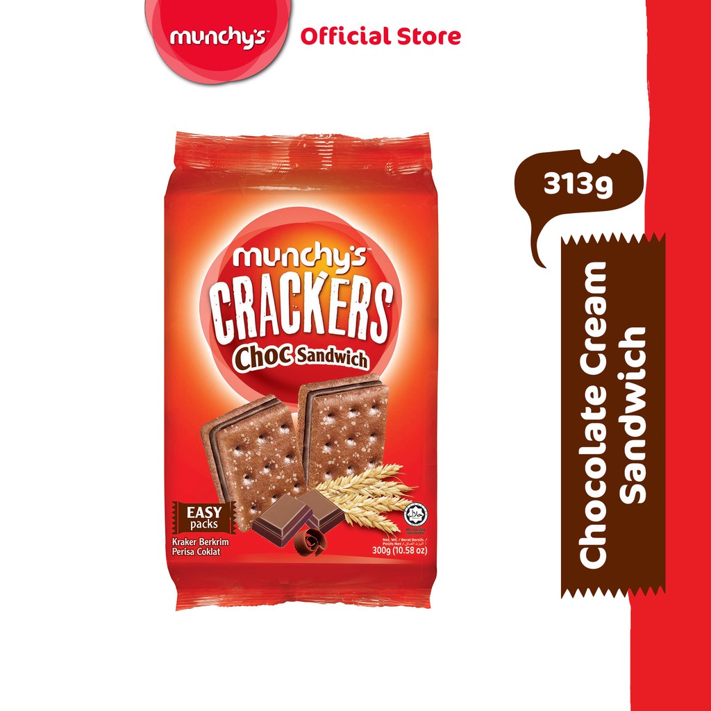 Munchy's Crackers Choc Sandwich - Chocolate Flavoured Cream (300g ...