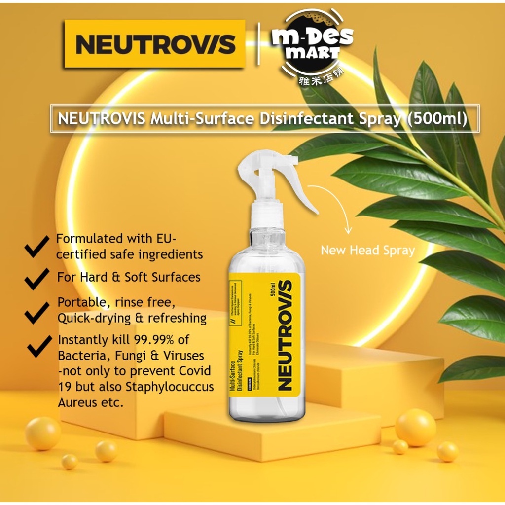 Neutrovis MultiSurface Disinfectant Spray (500ml) / Kills 99.9 Bacteria / Hand Sanitizer