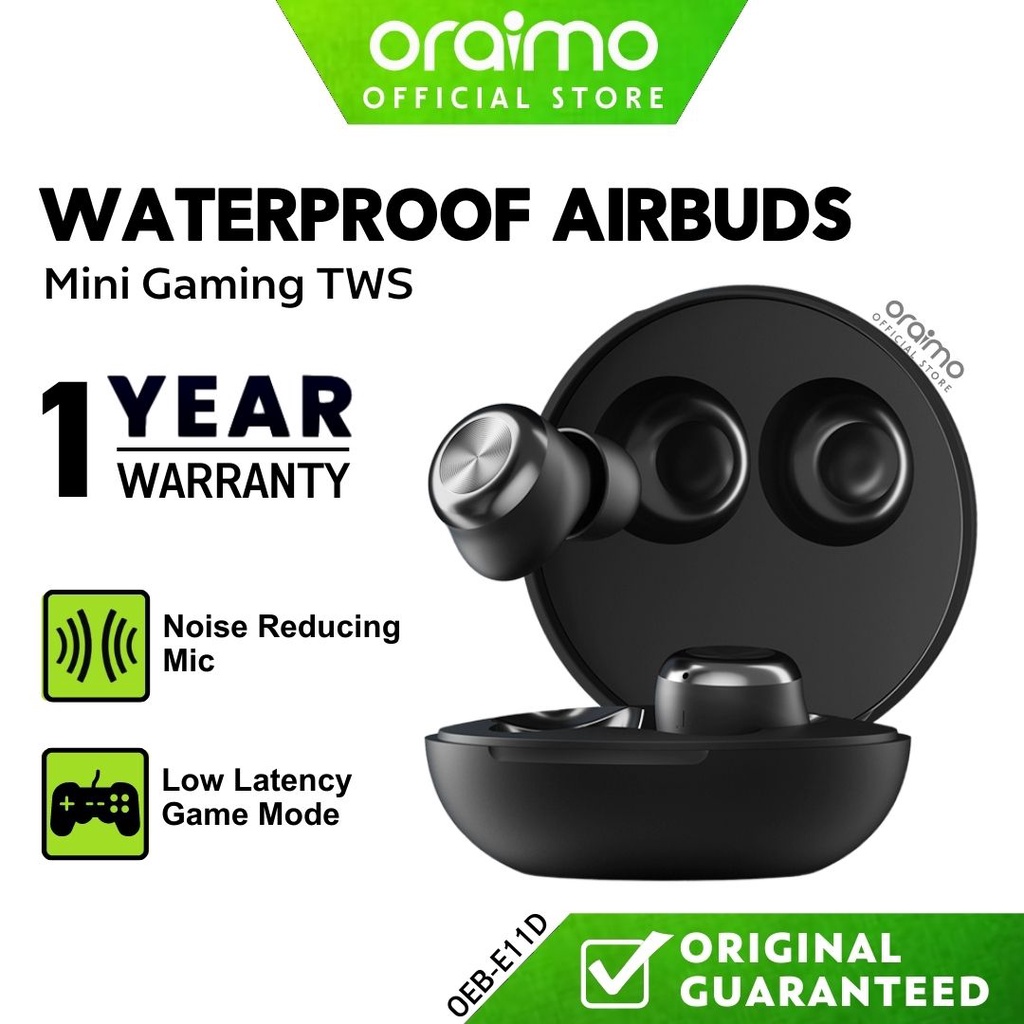 Oraimo Earbuds Waterproof Tws Black Wireless Earphone Bluetooth Bass Airbuds Oeb E11d Shopee 8439