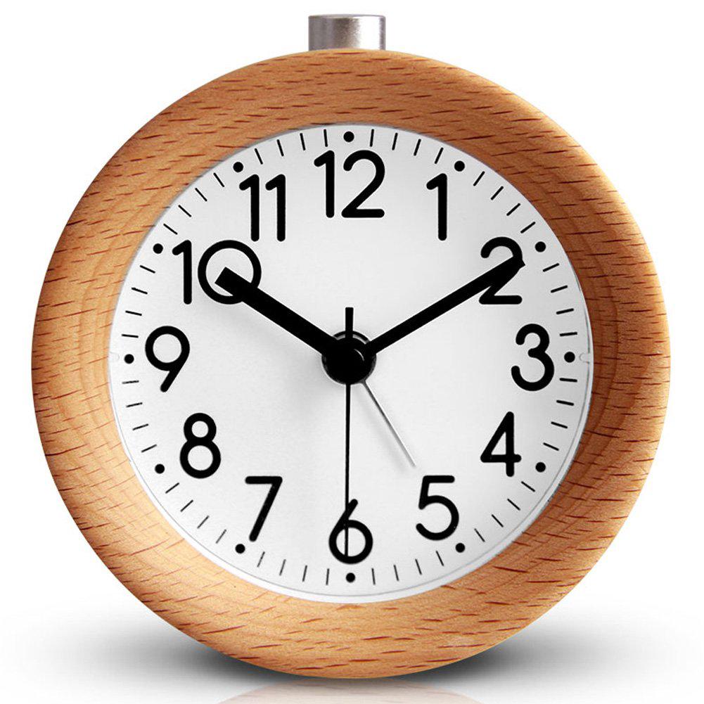 Silent Non Ticking Sweep Wooden Alarm Clock with Nightligh, Battery