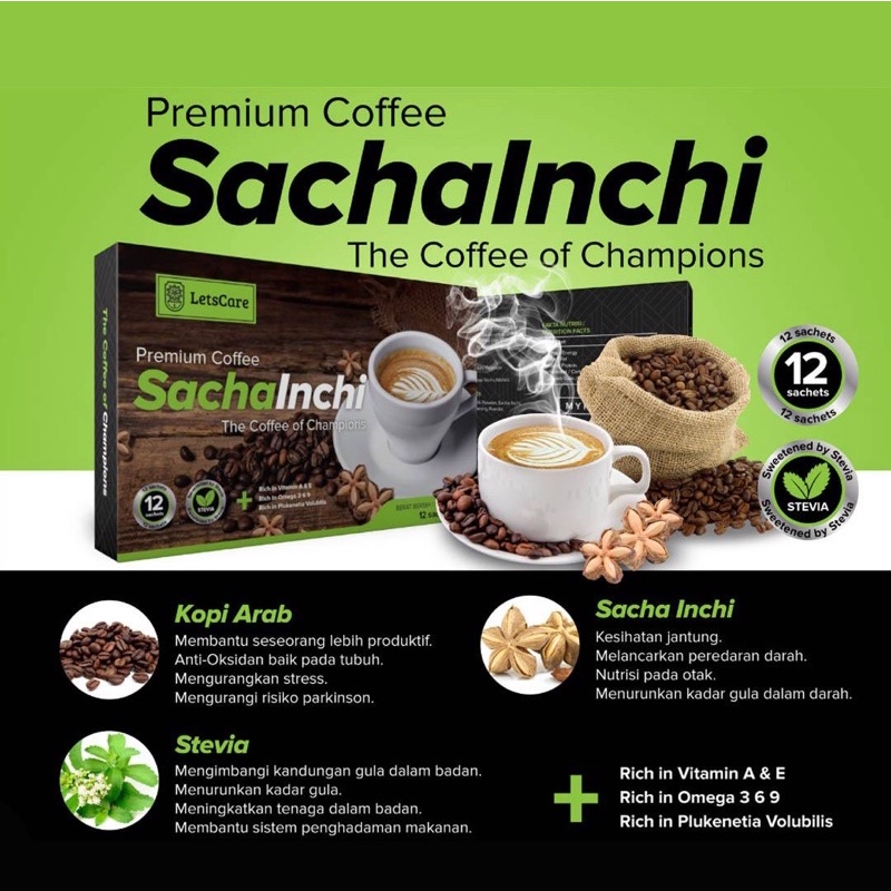 LetsCare Premium Coffee Sacha Inchi Original Kopi Sacha Inchi Kopi