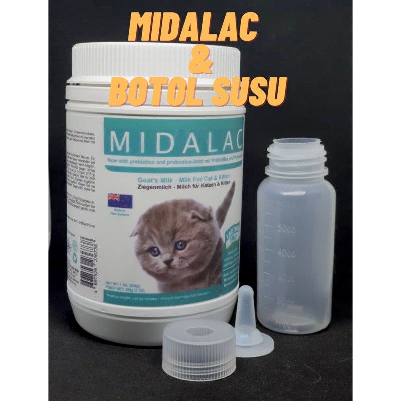 Midalac Goat's Milk Susu Kambing utk kucing 200g (Free Gift 70ml Botol Susu)