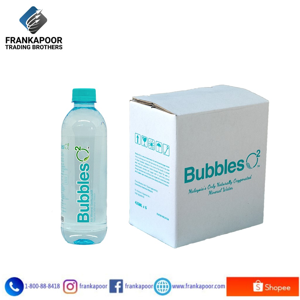 Bubbles O2 Natural High Oxygenated Mineral Water 1 carton (6 x 425ml