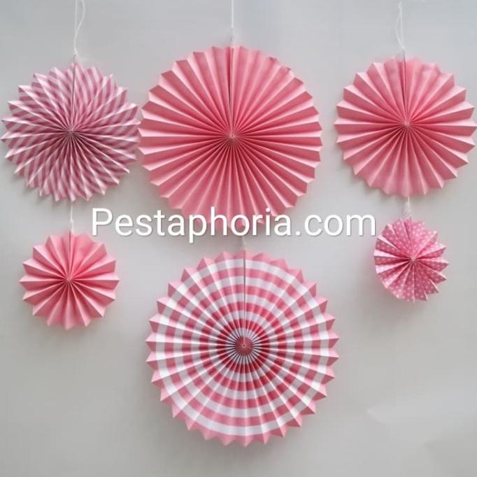 Paper Fan Decoration Set In Pink Contents 6 pcs Shopee Malaysia