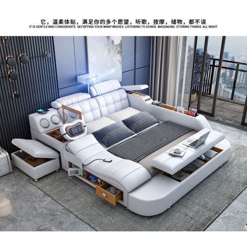 Tatami bed leather bed smart modern minimalist master bedroom 1.8m multifunctional double storage child mother sof