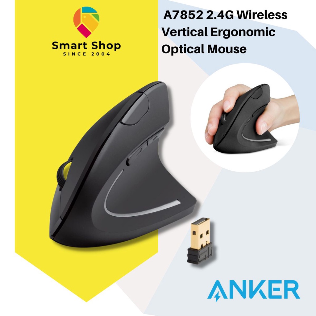 Anker A7852 2.4G Wireless Vertical Ergonomic Optical Mouse, 800 / 1200 ...