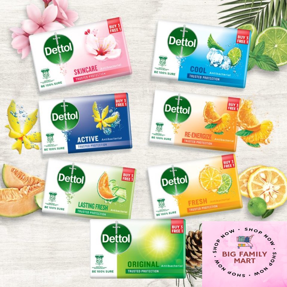 Dettol Body Soap 100g BUY 3 FREE 1 (Active, Cool, Fresh, Lasting Fresh