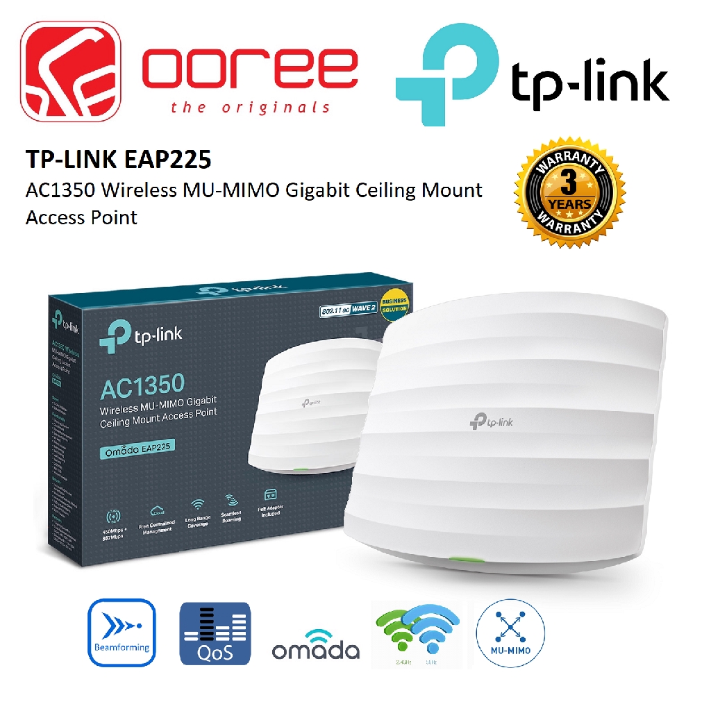 TPLINK EAP115 300MBPS / EAP225 AC1350 WIRELESS MUMIMO GIGABIT CEILING