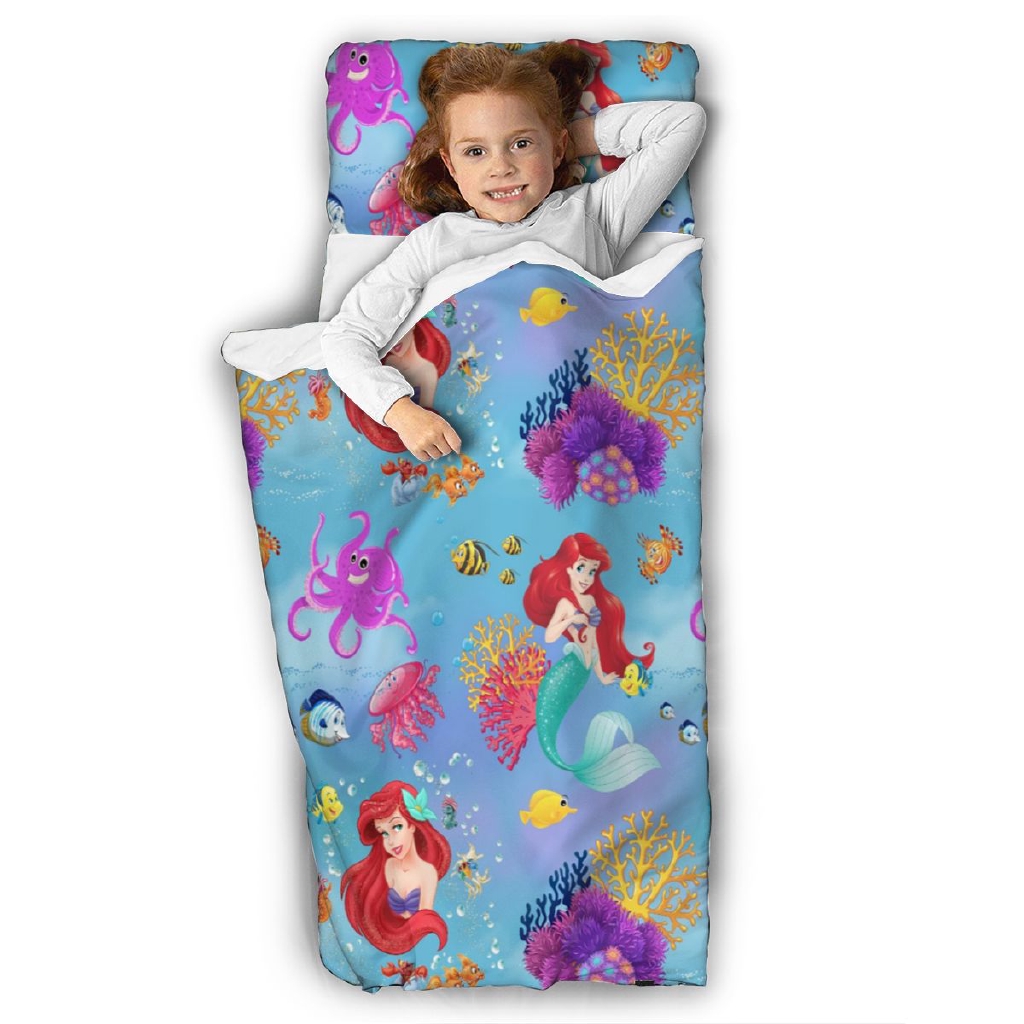 Disney The Little Mermaid Ariel Kids Sleeping Bag With Pillow Soft Flannel Rolled Nap Mat For Preschool Daycare Kindergarten Daycare 50 X20 Inch Shopee Malaysia