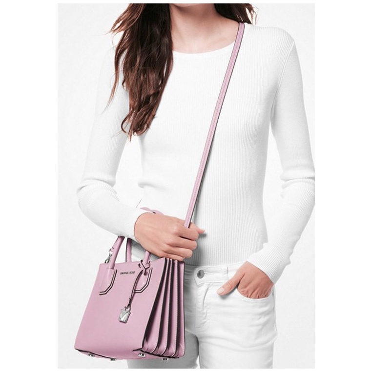 Michael Kors Mercer Medium Pebbled Leather Accordion Crossbody Bag - Pale  Lilac | Shopee Malaysia