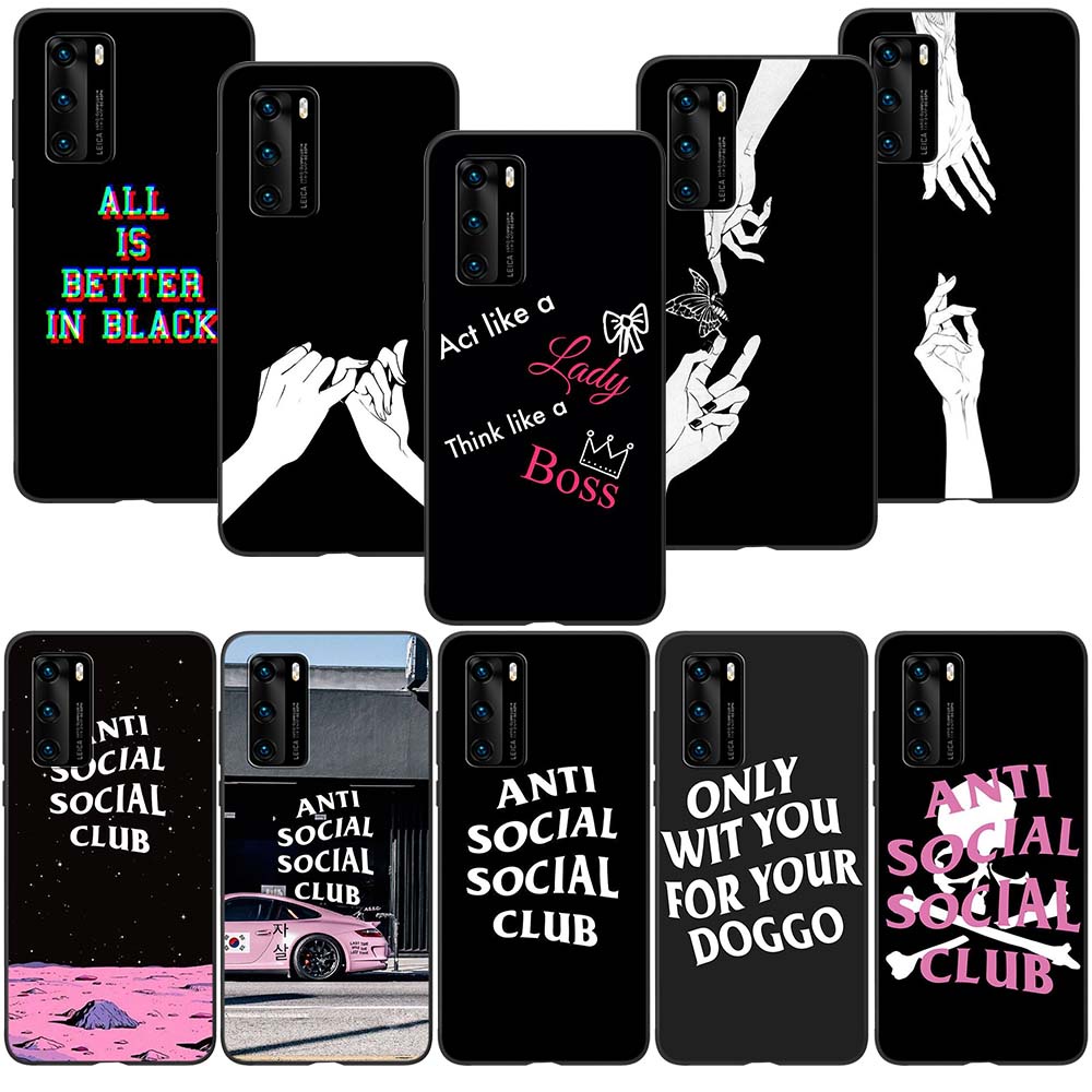 Huawei Nova 5T Nova 8 SE Nova 8 Pro Nova 8i Silicone Black Cover TPU Soft Phone Case GH7 ASSC Anti Social Club