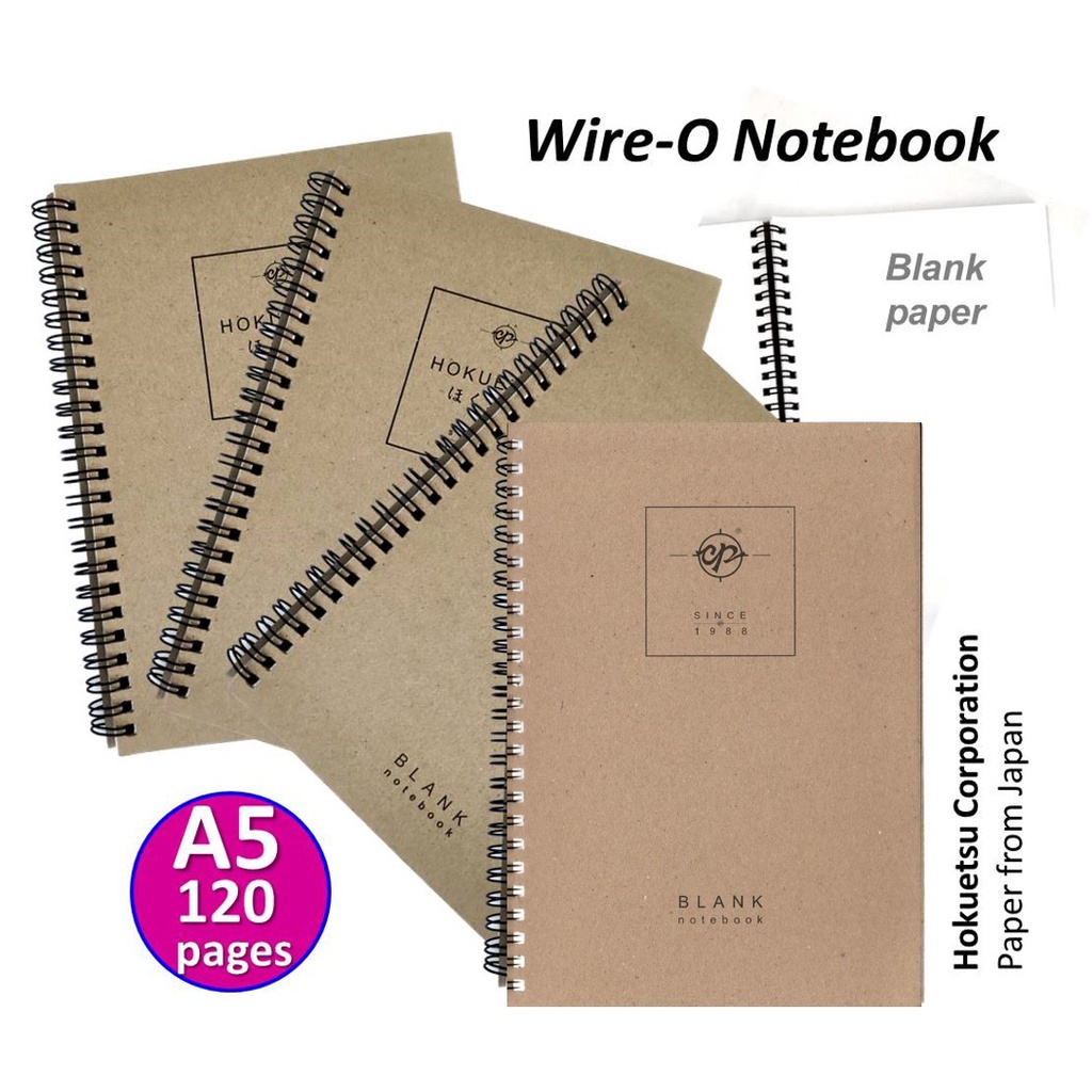 Wire-O Notebook A5 Blank Paper Scrap Book Sketch Book 120 / 160pages (Buku Nota Kosong)