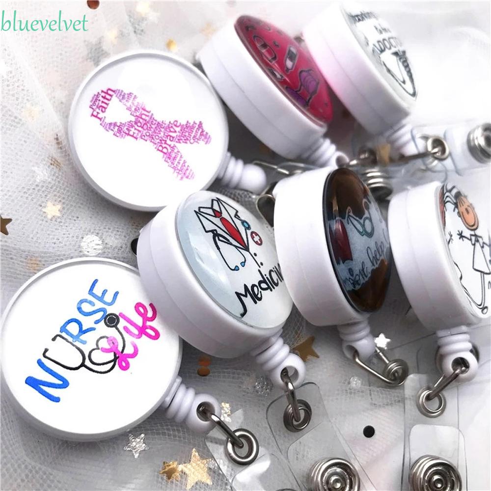 BLUEVELVET Office Supplies Retractable Badge Reel Students Name Card Holder Badge Holder Medicine Reel Clip Cute ID Card Cartoon Hospital Nurse Doctor