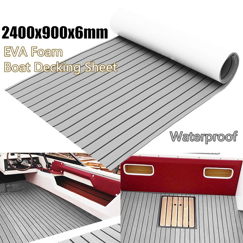 240cmx90cm Gray Faux Teak Marine Flooring EVA Foam Boat Mat Sheet