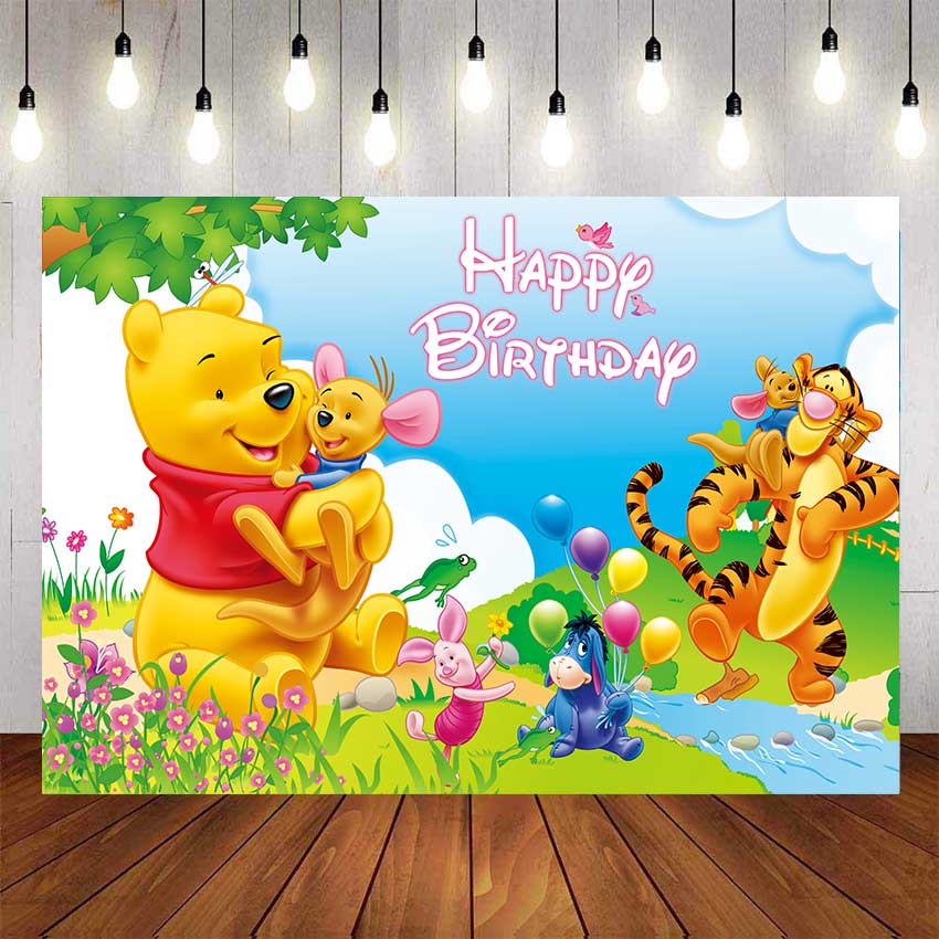 Pooh Friends For Babys Girls Backdrop For Photography Baby Shower Kids ...