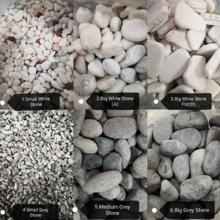 White Stone Batu Akuarium Putih Batu Sungai Batu Hiasan Batu Landscape Loose Pebbles Waterfall Stone Grey 1kg