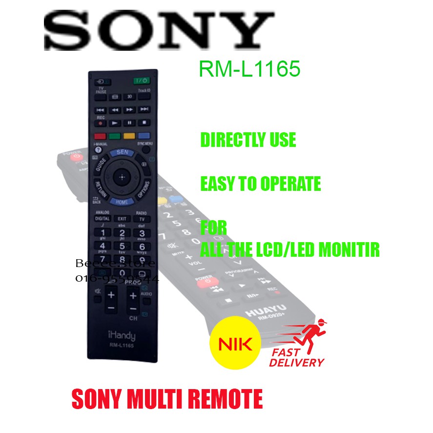 IHANDY RML1165 SONY LCD / LED / PLASMA TV REMOTE ( SONY TV MULTI