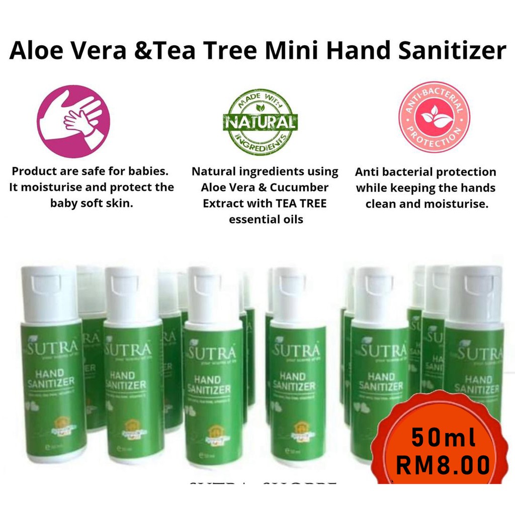 Hand Sanitizer Gel, 50ml - Alcohol + Aloevera Extract ...