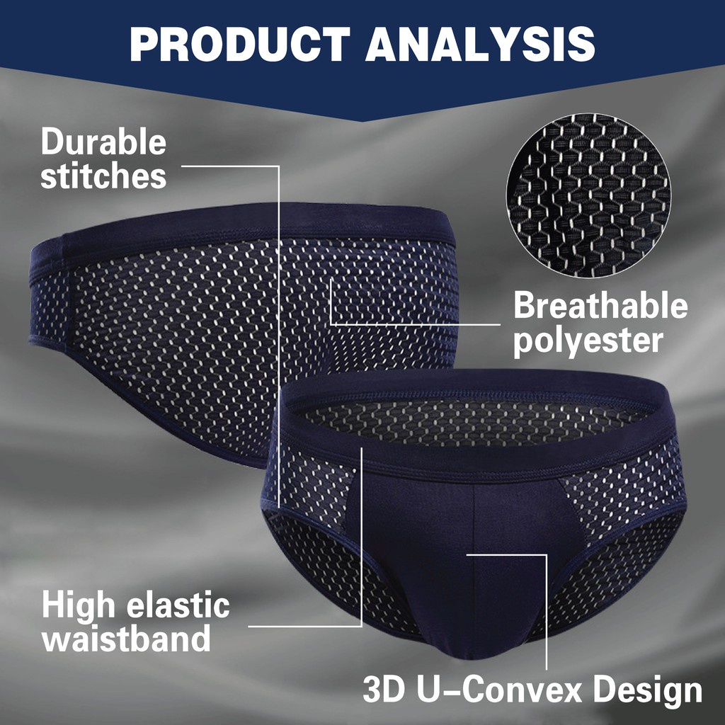 Have Multi 1pcs-Men's Underwear Gentle Flexible Super-elastic Briefs Soft Bamboo Fiber Breathable Solid Cutting Grid-... - Image 3