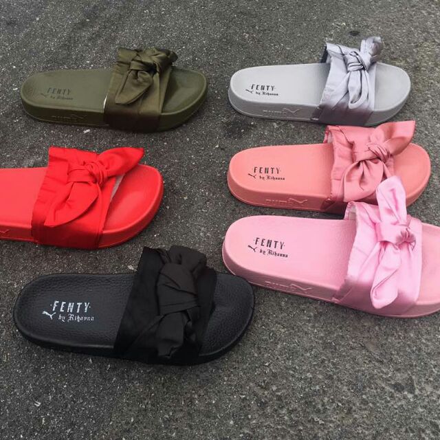 puma slides with bow