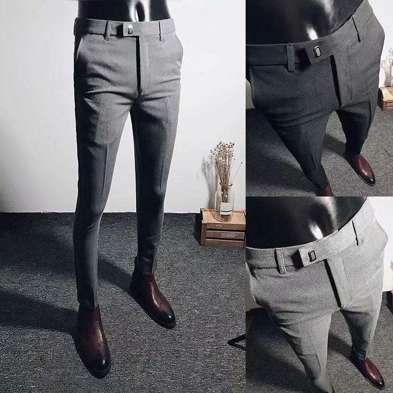 mens slim fit grey pants