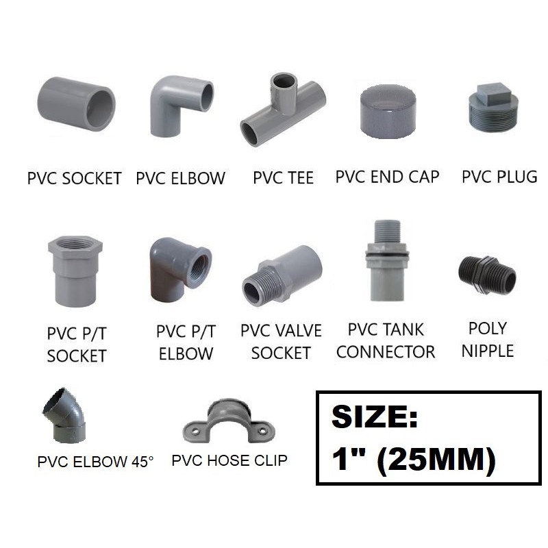 1"(25mm) PVC Pipe Paip FittingSocket/Elbow/Tee/Valve Socket/PT Socket