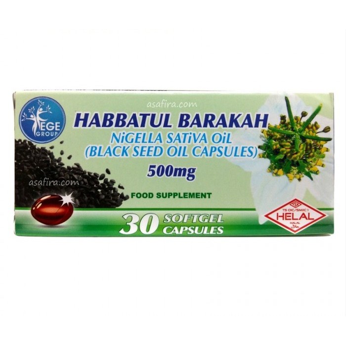 Ege Black Seed Oil Capsule 500mg Habbatul Barakah Habbatus Sauda Nigella Sativa Shopee Malaysia