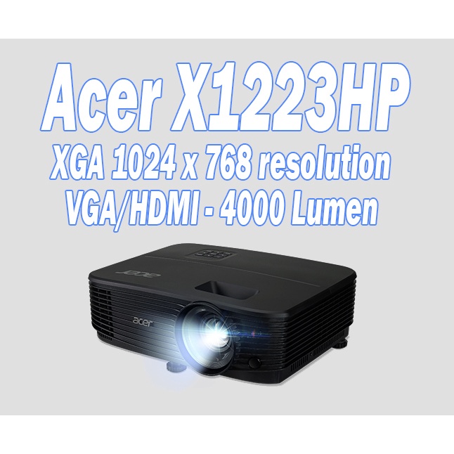 ACER X1223HP DLP XGA (1024x768 RESOLUTION) 4000 LUMENS PROJECTOR (VGA ...