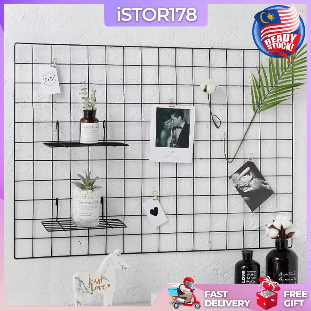 INS WALL IRON GRID/ MULTIFUNCTION WALL PALETTE/ PHOTO DISPLAY/ WALL RACK/ WALL SHELF 铁艺网格壁挂置物架 ISTOR178