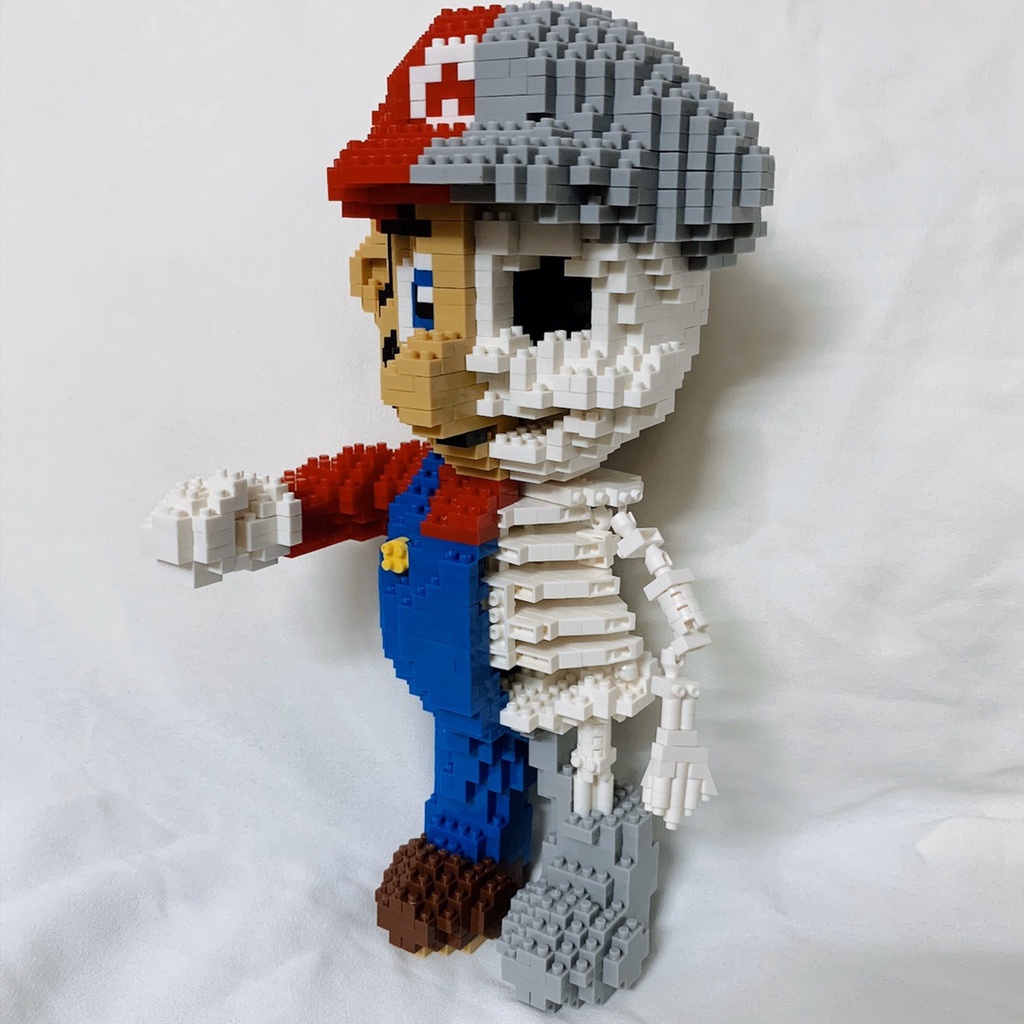 ZRK Super Mario Red Dissection Skeleton DIY Diamond Mini Building Nano Block Toy 