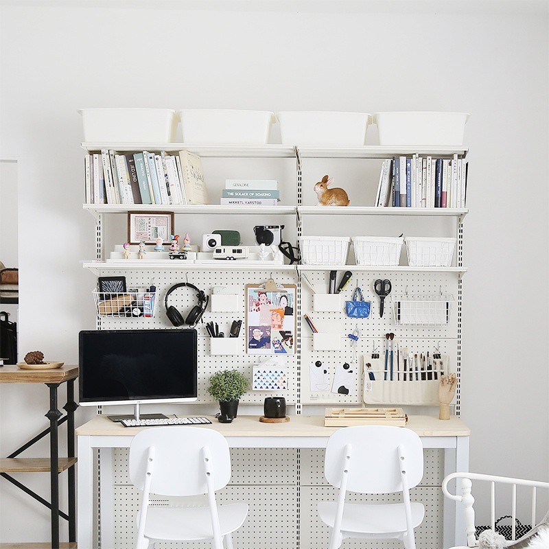 Hardware Girl Computer Desk Bookshelf Combination Simple Home Student Learning and Storage One Hole Board Shelf