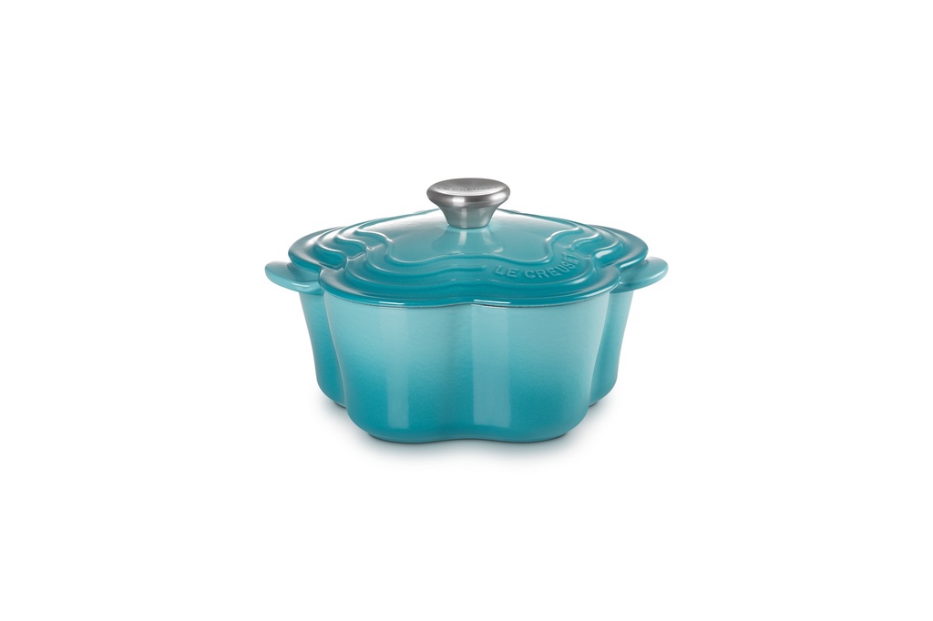 Le Creuset Flower Shaped Casserole 20cm Caribbean Blue Shopee Malaysia