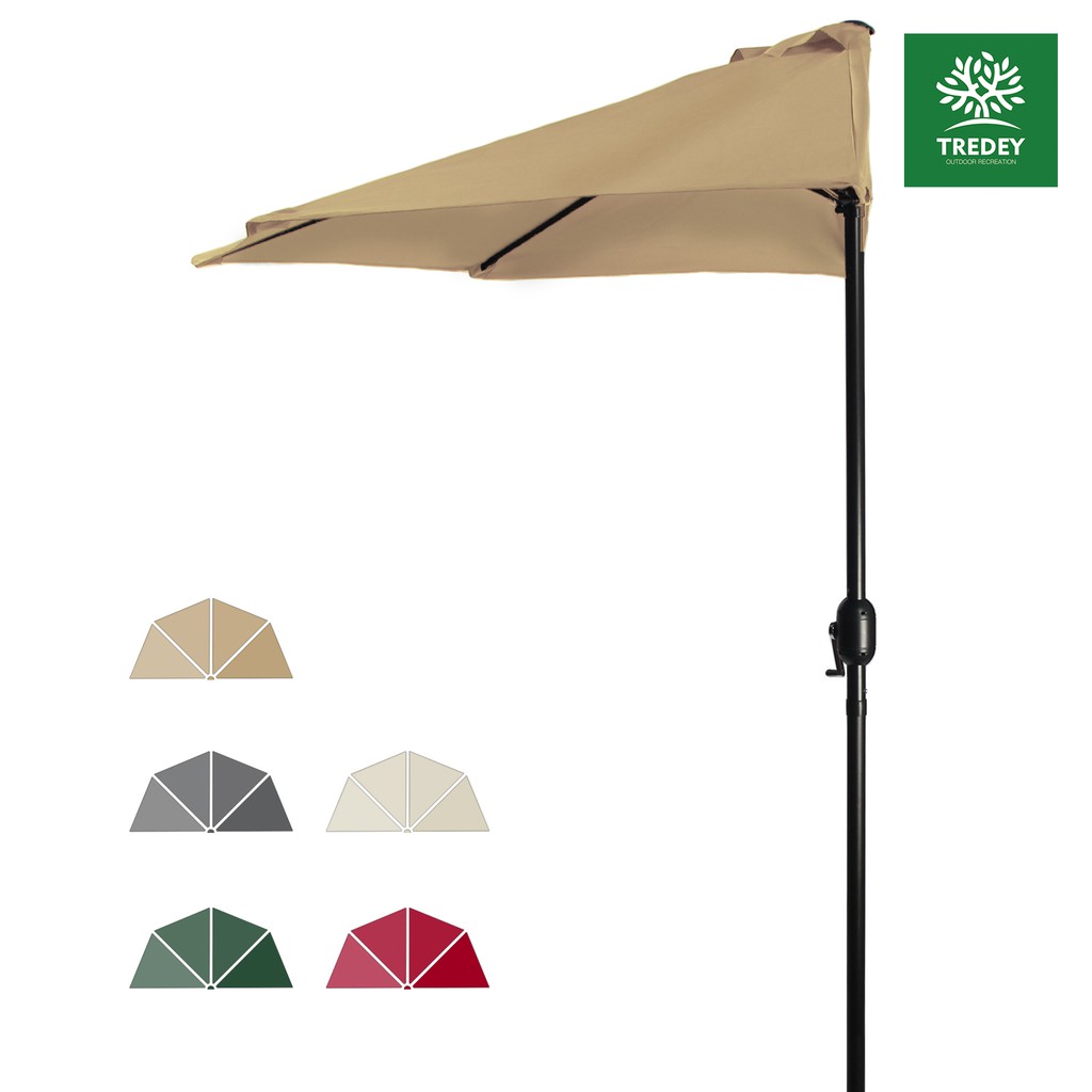 Tredey 2m7 Outdoor Half Round Patio Umbrella W Crank Mechanism For Backyard Shopee Malaysia