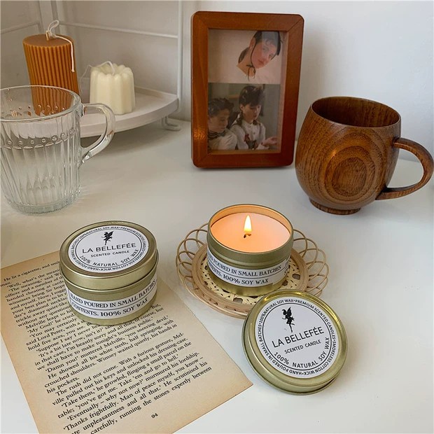 Ins smokeless aromatherapy soothing scented candle fragrance Ins无烟香薰蜡烛家用卧室香氛安神助眠檀香礼物蜡烛香薰