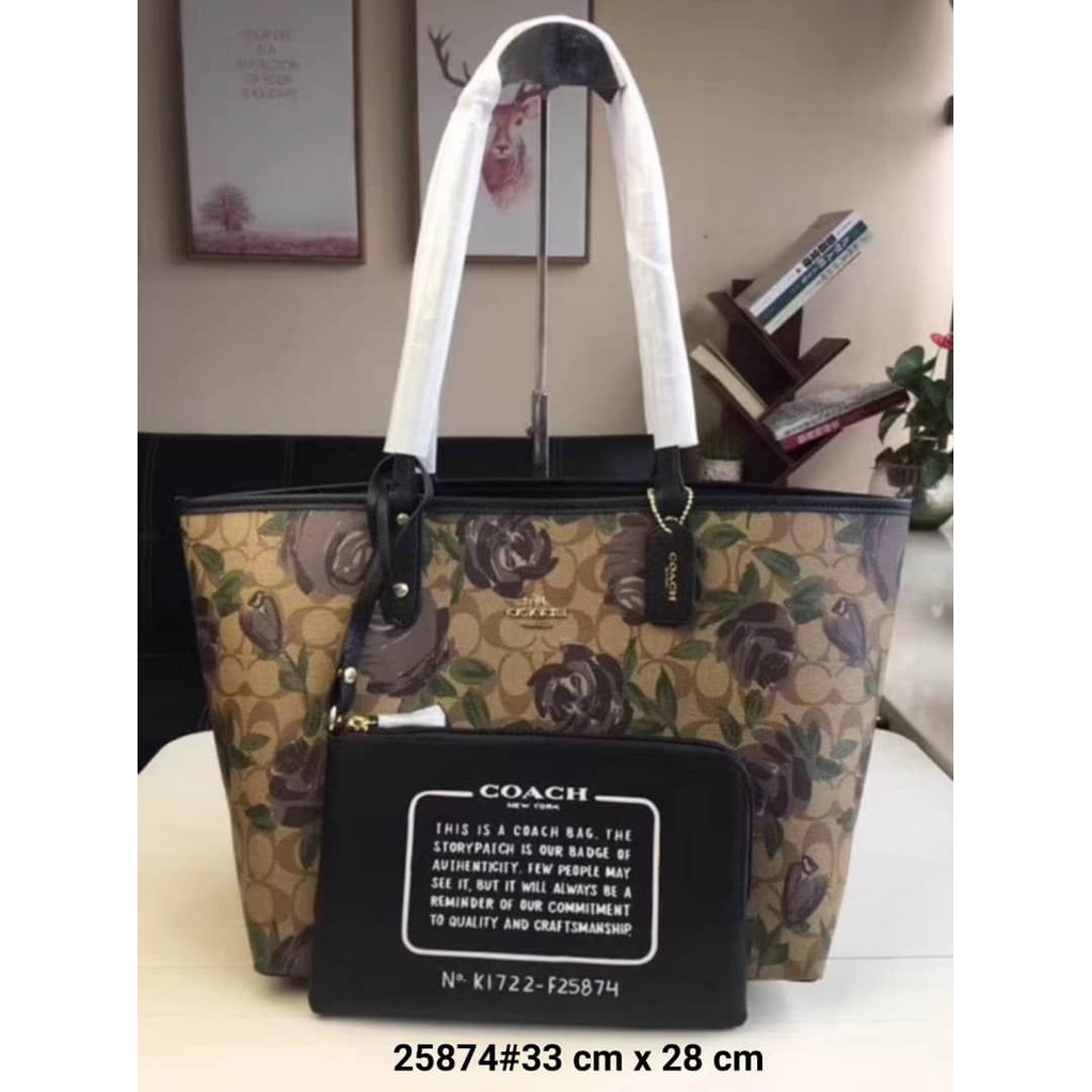 coach camo rose taylor tote